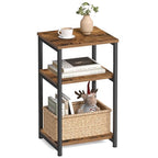 VASAGLE Side Table, Small End Table, Tall Nightstand for Living Room, Bedroom, Office, Bathroom, Rustic Brown and Classic Black ULET273B01 - color: Rustic Brown + Classic Black