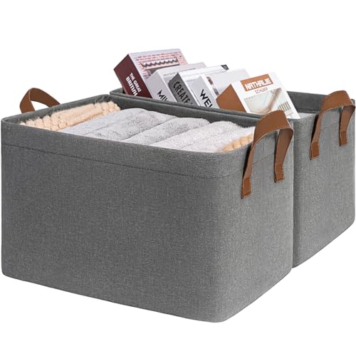 CHICVITA Storage Baskets Large Storage Bins for Organizing, Clothes Storage Bins, Closet Organizers and Storage, Small Laundry Basket for Shelves, 16 ¾" L x 11" W x 9 ¾" H, Grey, 2-Pack - color: Grey, size: 16 ¾" L x 11" W x 9 ¾" H