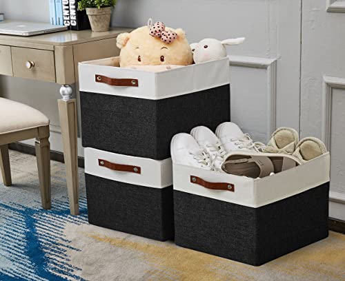 DECOMOMO Kallax Storage Cubes - 13x15x13 Storage Bins, Baskets for Organizing Shelves (Black and White, 3-Pack) - color: Black and White, size: Kallax 13"x15"x13" /3pcs