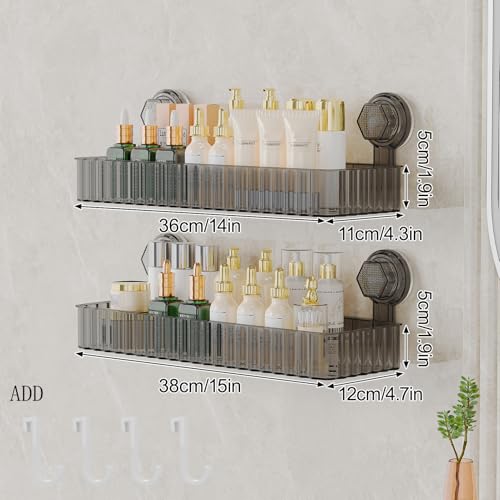 Shower Caddy Suction Cup Bathroom Shower Organizer for Bathroom Storage Home Decor & Kitchen No Drilling Large Capacity Removable and Reusable Shower Shelves for Inside. (black, square) - color: Black, size: Square