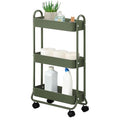 SunnyPoint Slim Rolling Storage Cart, 3 Tier Bathroom Storage Organizer Bathroom, Laundry Utility Cart (Army) - color: Army