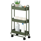 SunnyPoint Slim Rolling Storage Cart, 3 Tier Bathroom Storage Organizer Bathroom, Laundry Utility Cart (Army) - color: Army