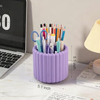 Anyoifax 360° Rotating Pen Holder 7 Slots Desk Organizer Removable Pencil Cup Plastic Art Supplies and Accessories Desktop Storage Box Caddy for Office, School, Home (Purple) - style: Stripe Purple