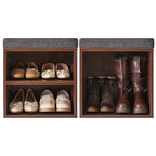 YMYNY Small Shoe Storage Bench with Cushion, 2 Tier Entryway Bench with Shoe Storage, Shoe Rack Bench for Entryway, Living Room, Hallway, Closet, Bedroom, 15.4L*11W*16.54H, Light Walnut HBD028LW - color: Light Walnut