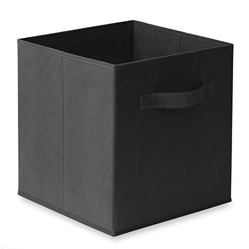 Casafield Set of 6 Collapsible Fabric Cube Storage Bins, Black - 11" Foldable Cloth Baskets for Shelves, Cubby Organizers & More - color: Black, size: 10.5" x 10.5" x 11"