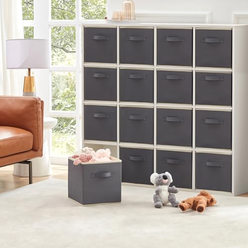 Lifewit Storage Cubes, Foldable Decorative Fabric Storage Baskets for Organizing Home Organizers with Handles for Shelves, Closet, 11 Inch Bins, 18L Gray, 16 Packs - color: Gray, size: 16pcs-11INCH