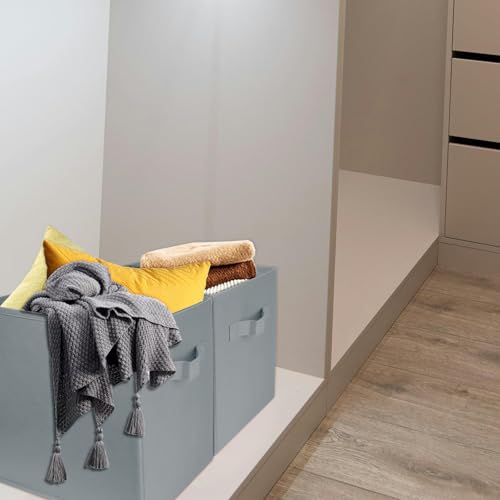 2 Pcs Storage Cubes, 10.5 Inch Collapsible Storage Bins, Fabric Foldable Bins for Organization, Durable Storage Bins for Closet, Shelves, Offices (Grey) - color: Grey