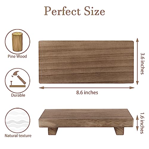 zoocatia Small Wood Tray Pedestal Stand Farmhouse Bathroom Decor Decorative Wooden Riser Kitchen Soap Dish Holder for Vanity, Counter, Sink, Brown - color: Brown, size: 8.7" x 3.6" x 1.6"