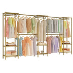 Higeego Large Clothes Rack, Clothing Rack for Hanging Clothes, Heavy Duty Garment Rack, Freestanding Wardrobe Closet with Extendable Hanger Rods, Width from 7.8 to 10.8 ft, H11 Gold - color: Gold, style: 5 Row