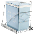 Youeon Pull Out Trash Can Under Cabinet, Adjustable Stainless Steel Under Sink Trash Can Pull Out, Slide Out Garbage Shelf, Fit for 7-11 Gallon Trash Can(Not Included)