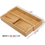 guiogc Bamboo Kitchen Drawer Organizer, Silverware Organizer Expandable Utensil Holder with Removable Knife Block, Cutlery Tray with Drawer Dividers for Kitchen Utensils and Flatware - size: L