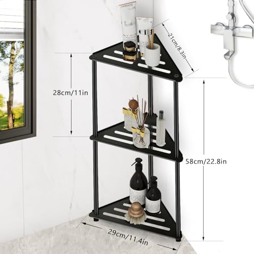Standing Shower Caddy Corner, 3 Tier Stainless Steel Shower Organizer Stand, Rustproof Corner Shower Shelves, Corner Shower Caddy Bathroom Shower Stand, Black - size: 3 Tier