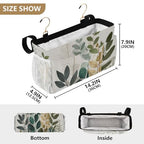 Bedside Caddy Hanging Bunk Bed Caddy Bed Organizer Hanging Pocket with 2 Hooks Bedside Storage Organizer Pocket Bag Holder Beige Boho Style Leaves - color: Beige Boho Style Leaves