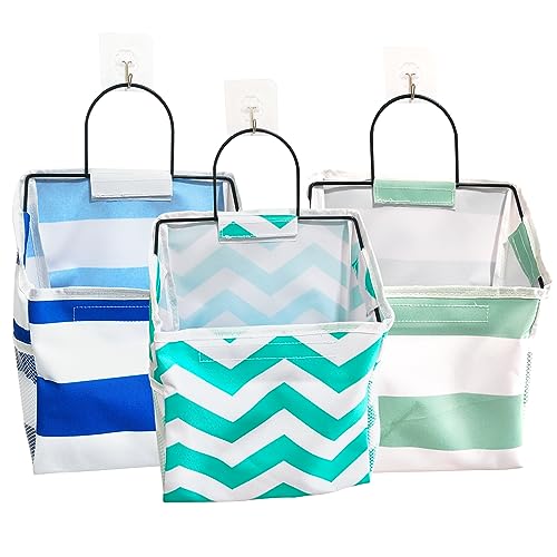 Wall-Hanging Storage Bags, Desktop Organizer Basket Cotton Linen Hanging Storage Basket for Kitchen,Bderoom,Living Room (#1 Streak-3Pack) - color: #1 Streak-3pack