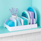 YouCopia StoraLid Food Container Lid Organizer, Expandable with Tall Dividers, White - size: Expandable Classic