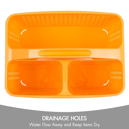 Tiawudi Portable Shower Caddy, Caddy Organizer with Handle, Plastic Shower Basket Hold Soap, Shampoo, Hair Supplies and Beauty Products, Cleaning Supplies Organizer for Home, Dorm, Shelf and Cabinet - color: Orange