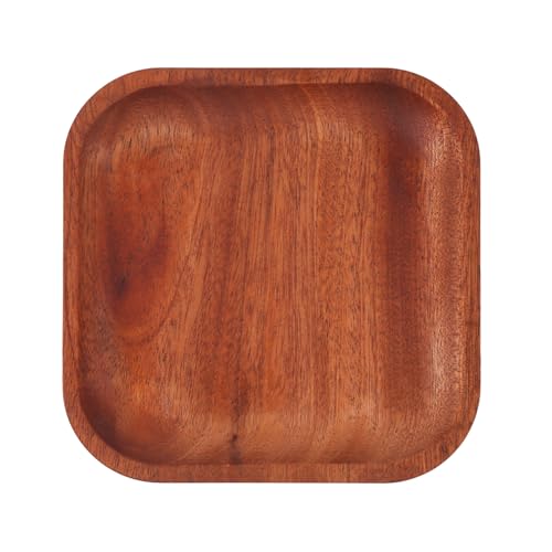 Square Ring Dish Wood Jewelry Tray Trinket Key Decorative Holder Organizer for Necklace Bracelet Display Wedding Party Decor Serving Dishes 5.12 Inch - color: Square