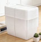 10-Pack of 6 Quart Clear Storage Boxes, Modern style, durable and sturdy, White Plastic with Snap-On Lids, Suitable for bedroom storage