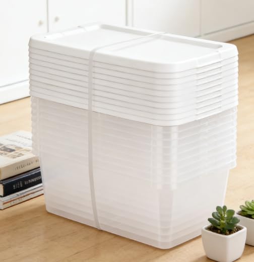 10-Pack of 6 Quart Clear Storage Boxes, Modern style, durable and sturdy, White Plastic with Snap-On Lids, Suitable for bedroom storage