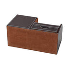 KINGFOM Desk Organizer Office Supplies Caddy Pu Leather Multi-function Storage Box Pen/Pencil,Cell phone, Business Name Cards Remote Control Holder with Small Drawer Brown - color: Brown
