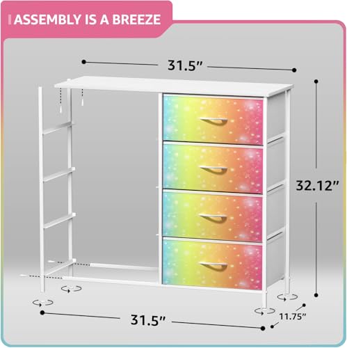 Sorbus Kids Dresser with 8 Drawers - Storage Unit Organizer Chest for Clothes - Bedroom, Kids Room, Nursery, & Closet (Rainbow, 31.5 x 12 x 32-8 Drawer) - color: Colorful With Stars, style: 8-Drawer