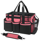 SCAVATA Wearable Cleaning Caddy, Cleaning Caddy Supplies Organizer with Handle & Shoulder Straps for Housekeepers, Under Sink & Car Cleaning Tool Organizers Bag with 4 Foldable Divider (OleanderRed) - color: OleanderRed