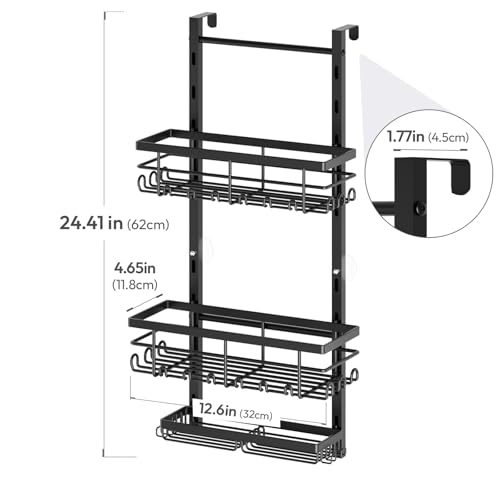 SWTYMIKI Over The Door Shower Caddy - 3 Tier Rustproof Hanging Shower Organizer with Adjustable Shelves, 28 Hooks & Soap Holder, Hanging Shower Rack Storage for Bathroom Accessories, Black - color: Black-3 Tier