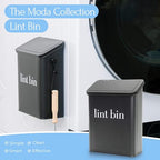 Magnetic Laundry Lint Bin for Dryer | Wall-Mounted Small Trash Can for Laundry Room | Includes Magnetic Hook & Lint Brush | Space-Saving Magnetic Laundry Trash Can | Matte Black - color: Matte Black