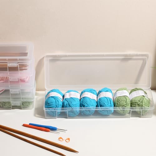 Large Storage Containers 6 Pack Plastic Box with Latching Lid 15" x 5"x 1.9" Storage Case for Art Supplies,Tools - size: Large-6 Pack