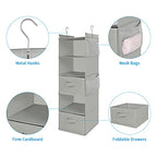 MAX Houser 5 Tier Shelf Hanging Closet Organizer, Cloth Hanging Shelf with 2 Sturdy Hooks for Storage, Foldable (Light Grey-D2) - color: Lightgrey-1