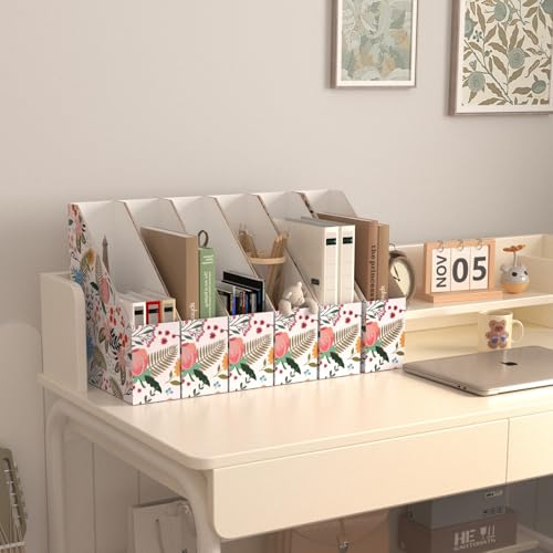 EXYGLO 12 Pack Magazine File Holder, Cardboard Magazine Rack with Label, Foldable Storage Organizer Box for Book, Documents, Floral Design, 9.9x3.3x12 Inches - color: Floral