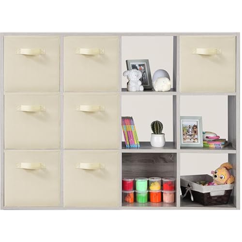11x11 Inch Storage Bins Cubes, Fabric Foldable Storage Box, Collapsible Closet Organizer for Clothes, Blankets, Office, Bedroom, Living Room, Shelf Cabinet, Bookcase, Beige, 7 Pack - color: Beige, size: 7 PACK