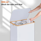 efluky Laundry Hamper with Lid, Double Laundry Hamper with 2 Removable Bags, 2 Section Laundry Basket with Bamboo Handles for Bathroom, Bedroom & Laundry Room (White, 160L Trio) - color: White, size: 160L Trio