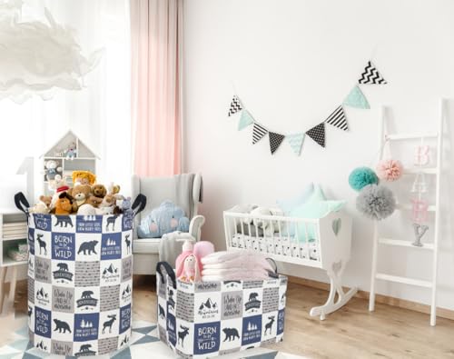 Sanjiaofeng Rectangular Kids Basket Kids Storage Bins,Gift Basket Organizer.Waterproof PE Coating Storage with Handles.Clothers,Toys,Books,Kid's Gifts Storage. (Bear) … - color: Bear