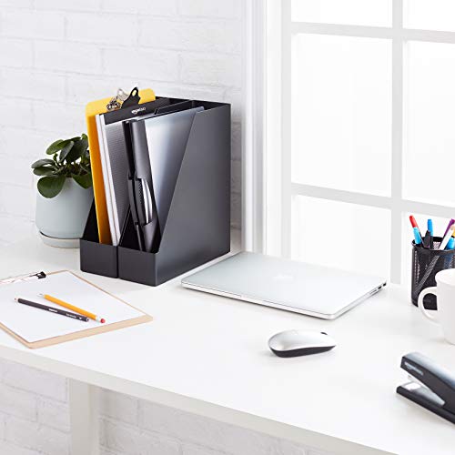 Amazon Basics Plastic Desk Organizer Vertical Magazine Rack and File Holder, Black, 12-Pack - size: 12 pack