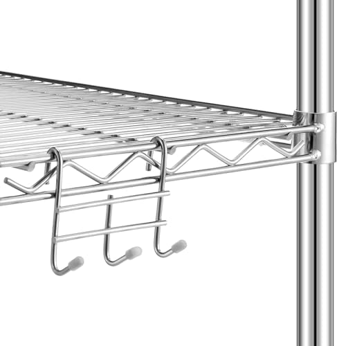 Teenyyou 6 Pack 3 Hook Attachment for Wire Shelving 3.75" l x 1.625" d x 3.25" h Wire Shelving Hooks Accessories Steel Hanging Rack Metal for Storage Organizer(Chrome) - color: Chrome
