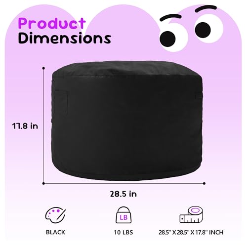 Hobestluk Bean Bag Chairs 2.5FT Bean Bag Chair with Memory Foam Filled & Machine Washable Cover,Beanbag Chair, Small Bean Bag Chairs for Playroom, Living Room, Bedroom - color: Black, size: 2.5FT - 28.5" x 28.5" x 17.8"