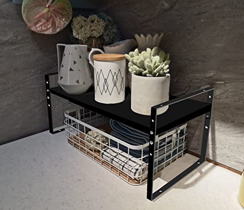 Jojocross Expandable Stackable Spice Rack Cabinet Shelf Organizer in Cabinets Shelves Kitchen Cupboard Organization Stack up Racks Pantry Countertop Storage Medium/Black 1 Pack - color: 1 Pack/Black, size: M:7.85"D x 16.6"W x 5.75"H