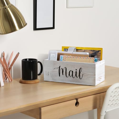 DRASTAR Mail Organizer Countertop, Mail Holder with 3 Slots, Mail Sorter Organizer for Desk, Envelope Holder for Home Office, Retro White - color: Retro White, size: 3 Slots