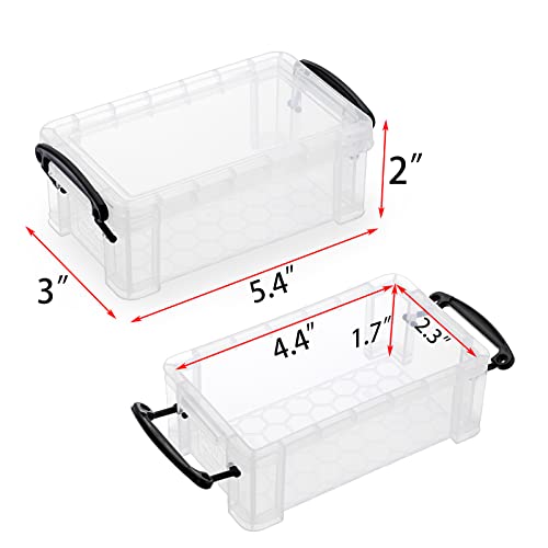 BTSKY 6 Pack Small Clear Plastic Storage Box with Lid Mini Sewing Box Organizer with Black Latch Stackable Craft Storage Containers Small Organizer Box for Stationery, Jewelry, and More - color: Clear