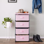 Juvale 4-Tier Dresser for Bedroom - 16.5 x 13 x 33 in, Pink, Modern - Closet Dresser with 4 Fabric Drawers for Clothes & Bedroom Storage - color: Pink