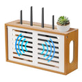 Router Shelf Wall Mount, WiFi Router Box Hider & Modem Storage Box with Cable Holes | Cable Management Organizer for Router, Modem, Power Strip | Light Brown, 13.9"x4.33"x7.68"