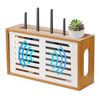 Router Shelf Wall Mount, WiFi Router Box Hider & Modem Storage Box with Cable Holes | Cable Management Organizer for Router, Modem, Power Strip | Light Brown, 13.9"x4.33"x7.68"
