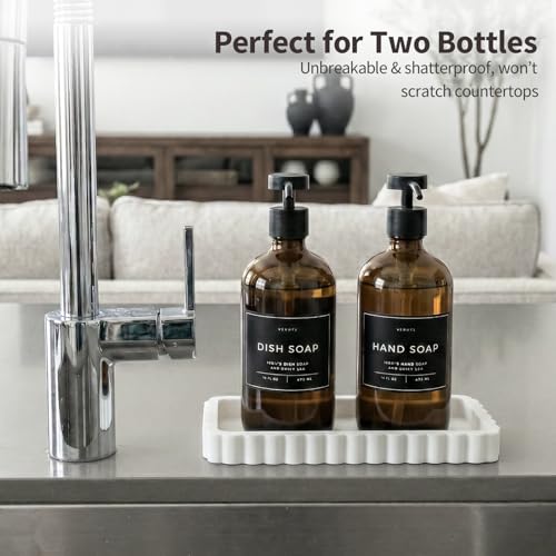 Small Silicone Bathroom Vanity Tray, Sink Caddy for Dish Soap Dispenser, Sponge Holder for Kitchen Sink, Rectangle Bathroom Countertop Organizer for Perfume, Jewelry, Candle (7.9” * 4”, White) - color: White, size: 7.9" x 4" x 0.7"