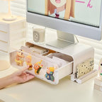 Monitor Stand Riser Small, Computer Monitor Stand with Drawer and Display Minifigures, Computer Desktop Stand with Lights, Removable Elevated Structure, Compatible with Computers, Desktops, and Laptops
