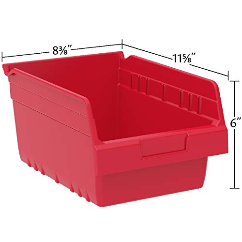 Akro-Mils 30080 Plastic Nesting ShelfMax Storage Bin Box, 12x8x6-Inch, Red (8-Pack) - color: Red