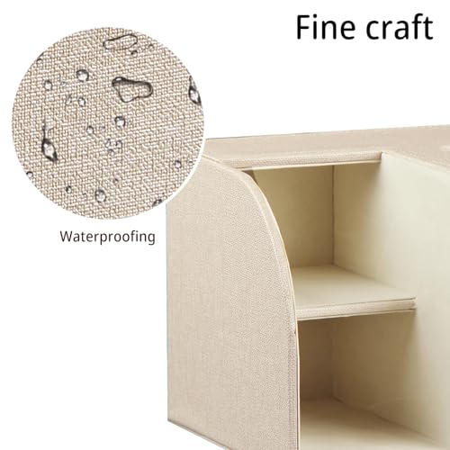 Nightstand Organizer with Tissue Holder,PU Leather Square Tissue Box Cover,Modern Facial Paper Organizer Storage Box for Remote Control,Bathroom,Vanity Countertop,End Table Home Office.Beige - color: Beige