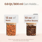 ComSaf 0.8 Qt Glass Food Storage Jars Set of 6, Clear Storage Containers with Airtight Lids, Pantry Organization Jar, Spice Jar, Blooming Tea, Oat, Coffee and Sugar Container, Canister Set for Kitchen - size: 0.8Qt*6