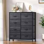 YITAHOME Dresser with 8 Drawers - Fabric Storage Tower, Organizer Unit for Bedroom, Hallway, Closets - Sturdy Steel Frame, Wooden Top & Easy Pull Fabric Bins - color: Black Grain Black Handle, style: 8-Drawer