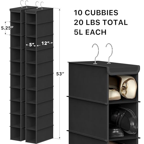 Simple Houseware 2 Pack 10 Shelves Hanging Organizer, Black - color: Black, size: 2-Pack